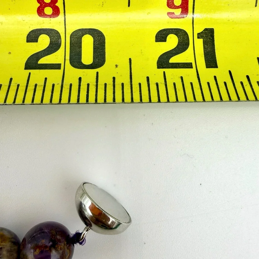 D'Joy‎ 925 Silver Sacred Seven Cacoxenite Amethyst Beaded Necklace 20